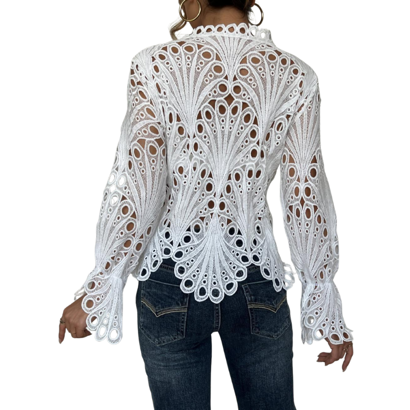 Zomer Blouse Dames | Opengewerkt Design & Vrouwelijk Silhouet