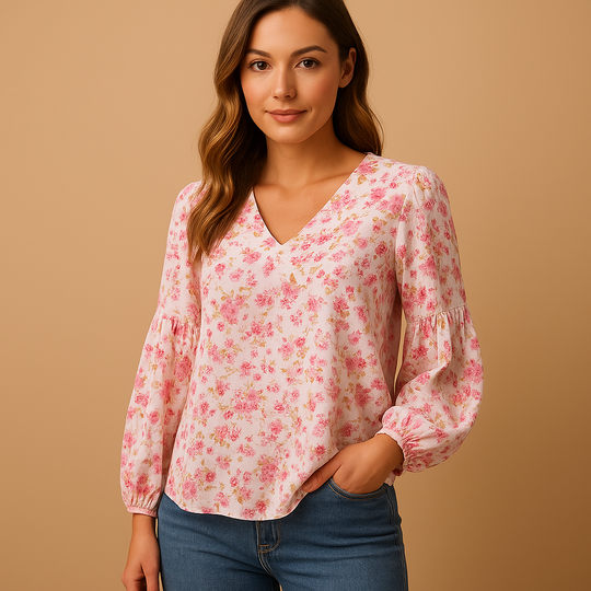 Zomer Blouse Dames | Romantische Bloemenprint & Ballonmouwen