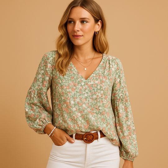 Zomer Blouse Dames | Romantische Bloemenprint & Ballonmouwen