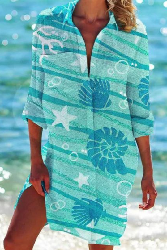 Zomer Blouse Dames | Strandprint & Losvallend