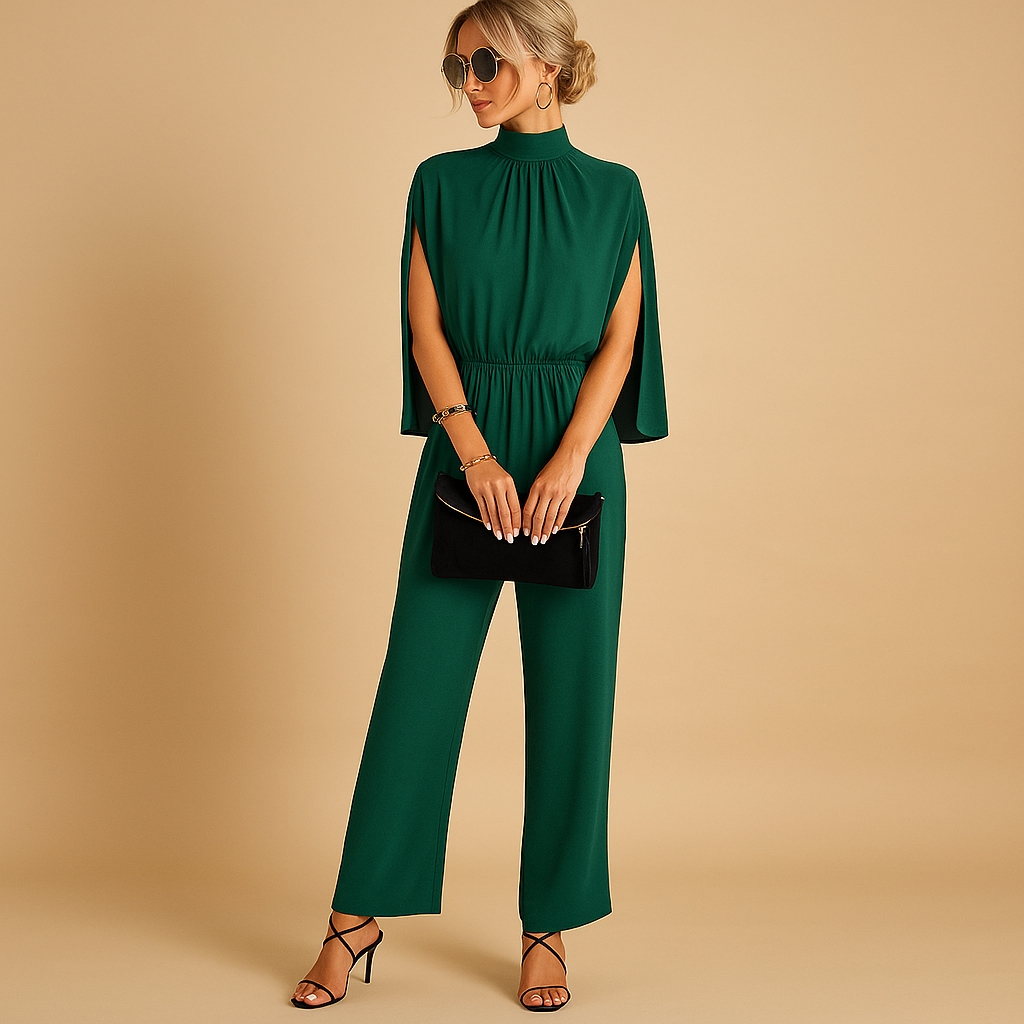 Zomer Jumpsuit Dames | Elegante Cape Mouwen & Getailleerd Silhouet