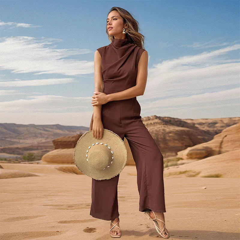 Zomer Jumpsuit Dames | Elegante Swingende Kraag & Wide Leg