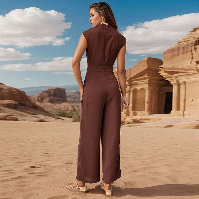Zomer Jumpsuit Dames | Elegante Swingende Kraag & Wide Leg
