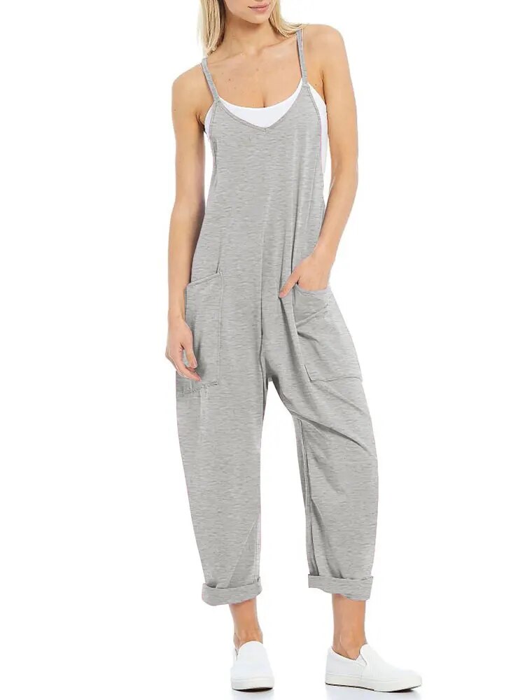 Zomer Jumpsuit Dames | Losse Overall met Zakken & Spaghettibandjes