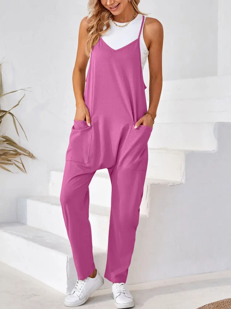 Zomer Jumpsuit Dames | Losse Overall met Zakken & Spaghettibandjes
