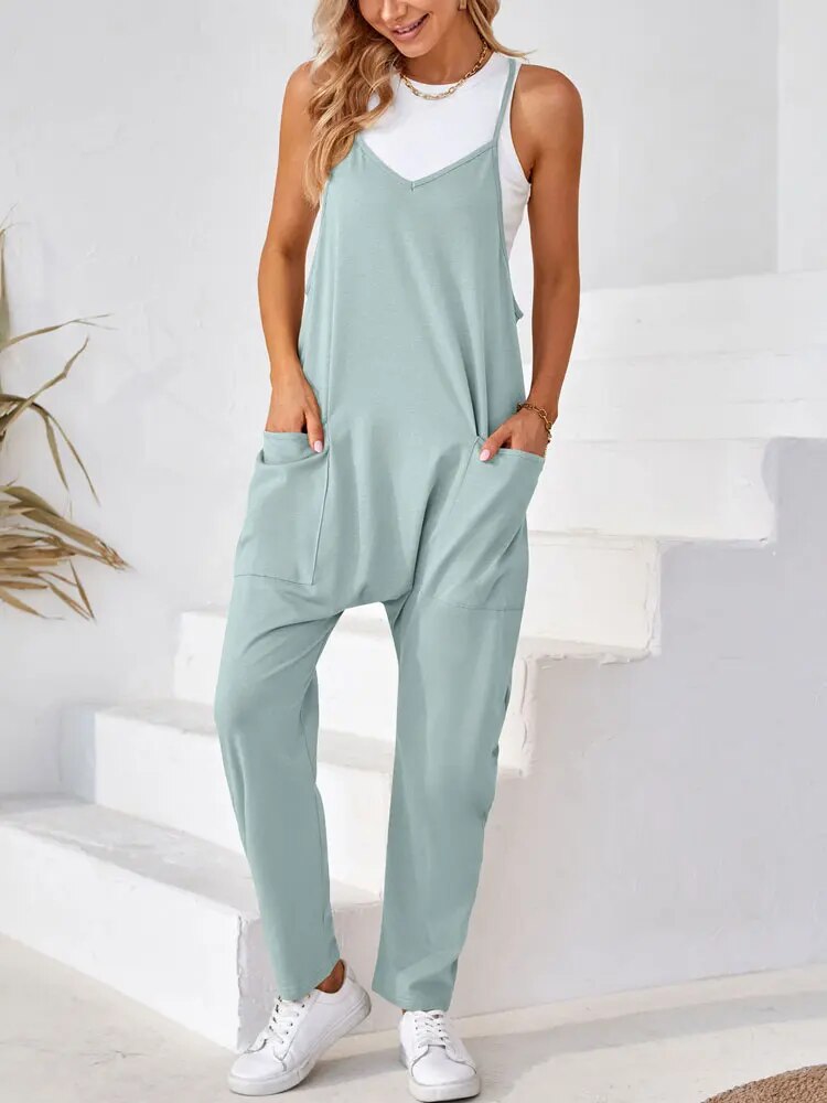 Zomer Jumpsuit Dames | Losse Overall met Zakken & Spaghettibandjes