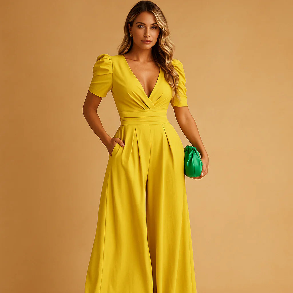 Zomer Jumpsuit Dames | Pofmouwen & Elegant Lang Silhouet