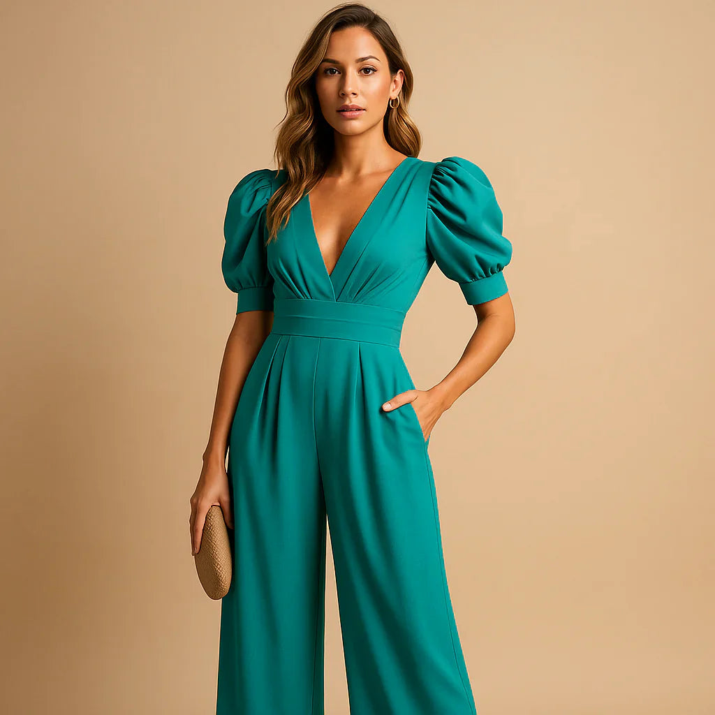 Zomer Jumpsuit Dames | Pofmouwen & Elegant Lang Silhouet