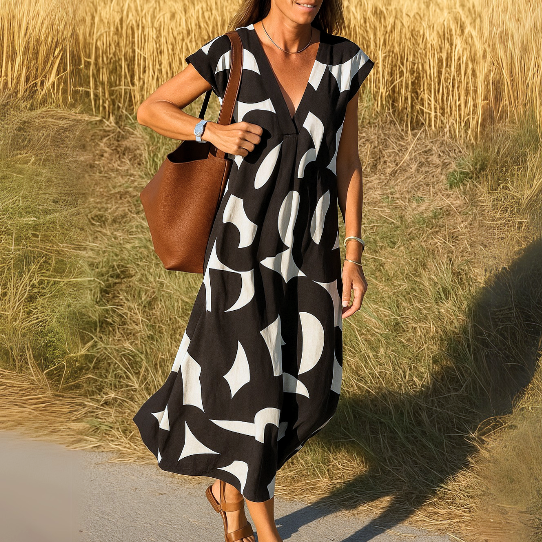 Zomer Jurk Dames | Grafische Print & Vrouwelijk Silhouet
