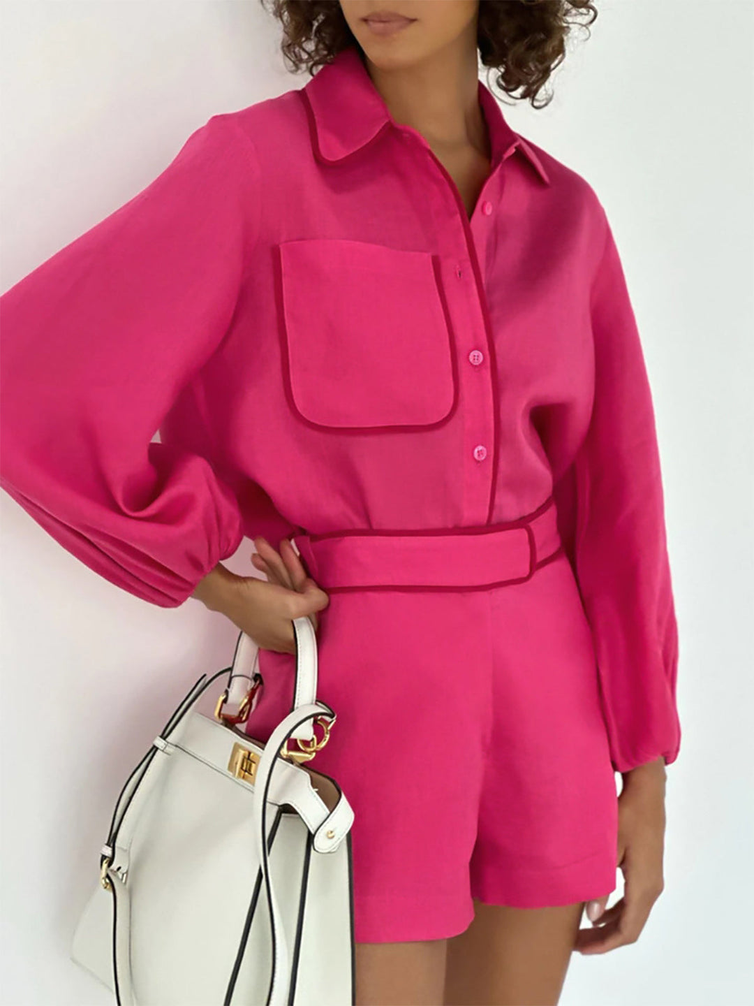 Zomer Outfit Dames | Luchtige Blouse & Short met Contrast Piping