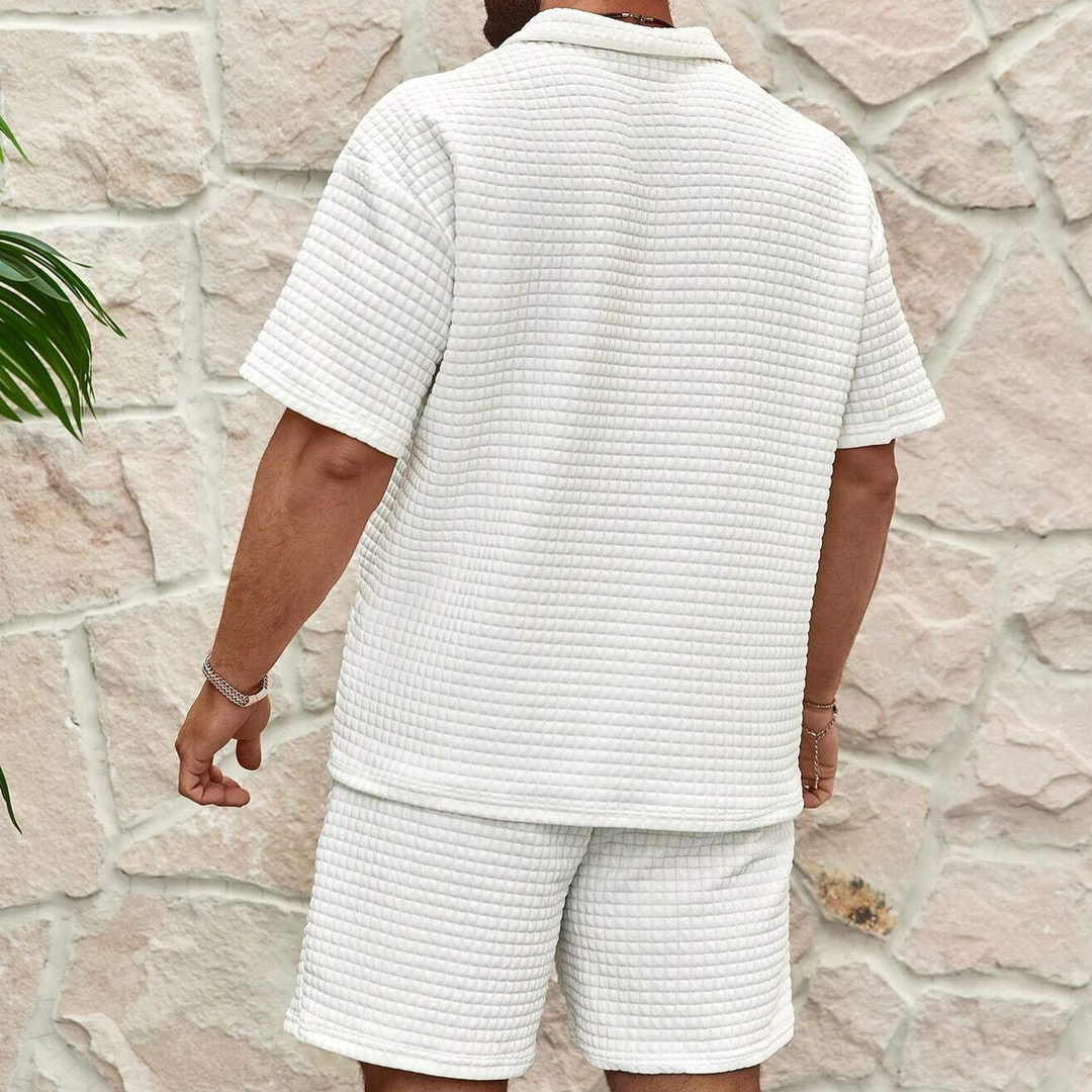Zomer Outfit Heren | Polo Set met Wafeltextuur & Rits