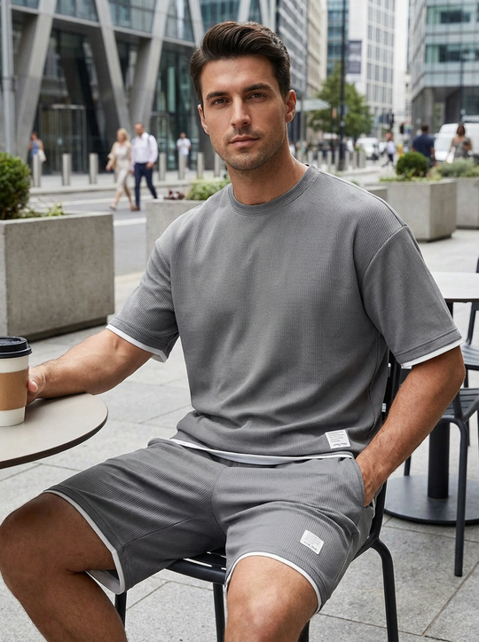 Zomer Outfit Heren | T-shirt & Short Set met Contrastbies