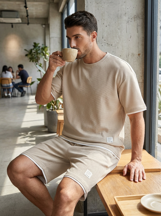Zomer Outfit Heren | T-shirt & Short Set met Contrastbies