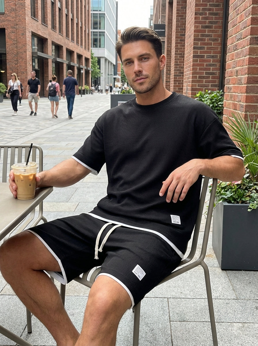 Zomer Outfit Heren | T-shirt & Short Set met Contrastbies