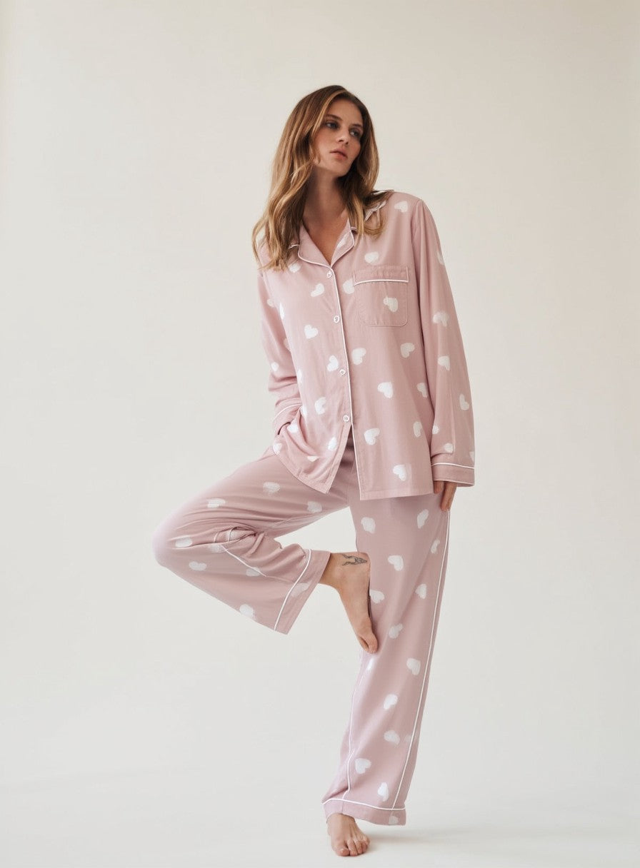 Zomer Pyjama Dames | Loungewear Set met Hartjesprint