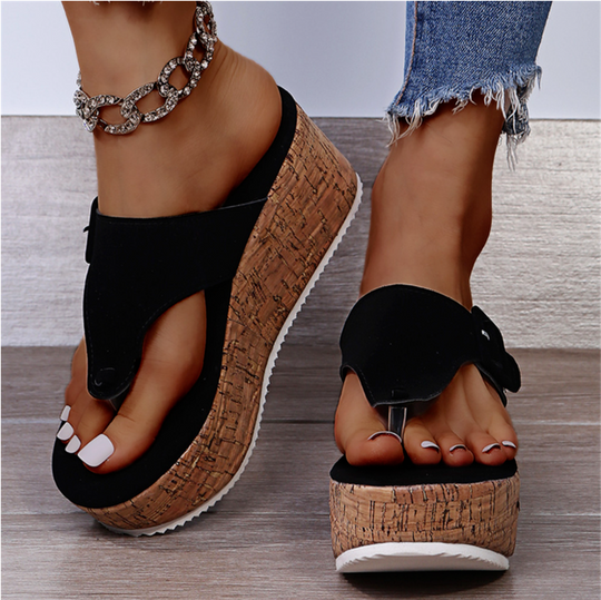 Zomer Sandalen Dames | Kurk Wedge Platform & Flip-Flop Design
