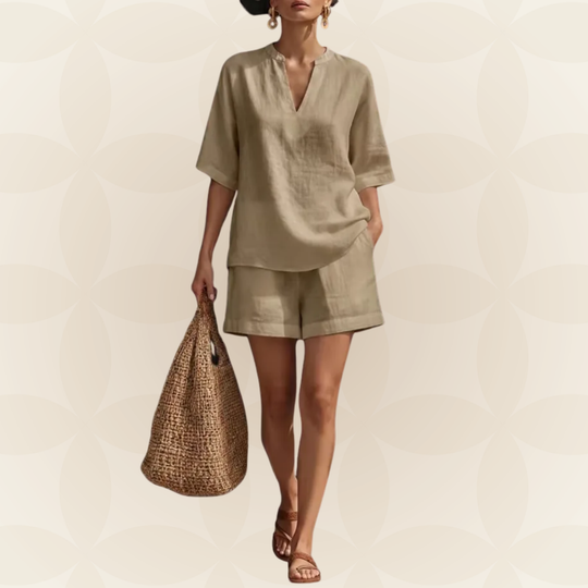 Melanie - Comfortabele set met blouse en shorts voor de zomer 0
