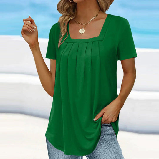 Zomerblouse Dames | Vierkante Hals & Plooidetails
