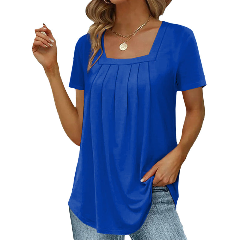 Zomerblouse Dames | Vierkante Hals & Plooidetails