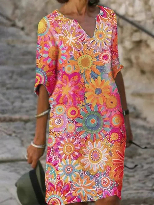 Zomerjurk Dames | Bloemenprint & Halve Mouwen