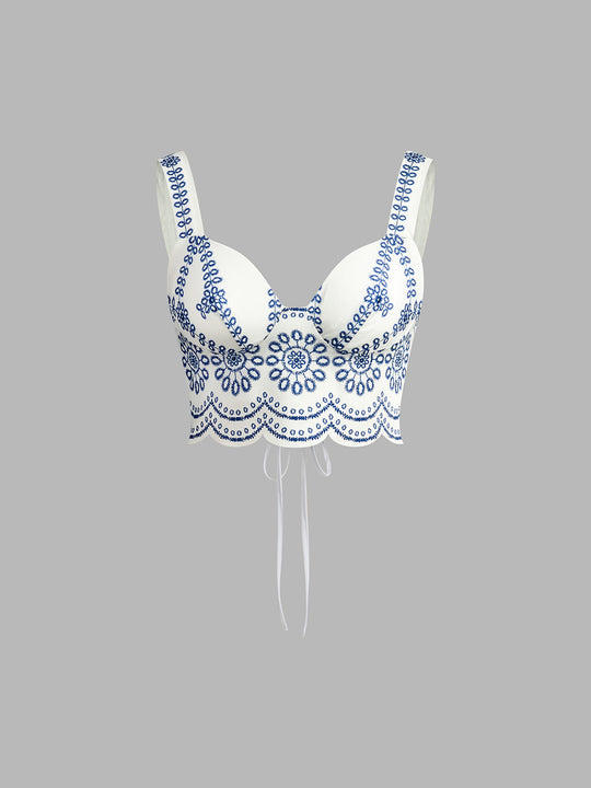 Zomerjurk Dames | Geborduurd Print Set met Crop Top & Maxi Rok