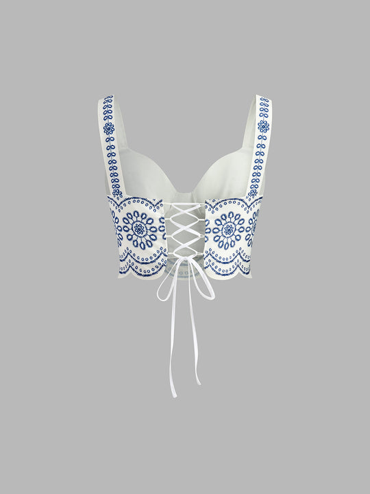 Zomerjurk Dames | Geborduurd Print Set met Crop Top & Maxi Rok