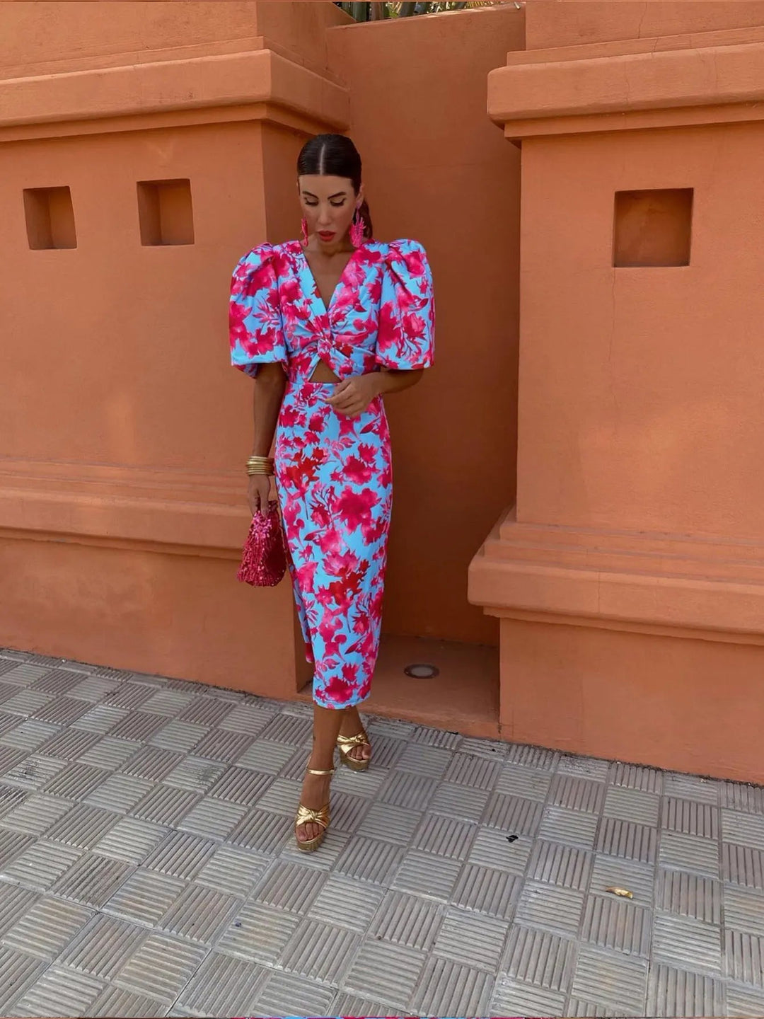 Zomerjurk Dames | Geplooide Mouwen & Opvallend Print
