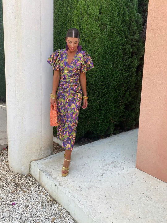Zomerjurk Dames | Geplooide Mouwen & Opvallend Print