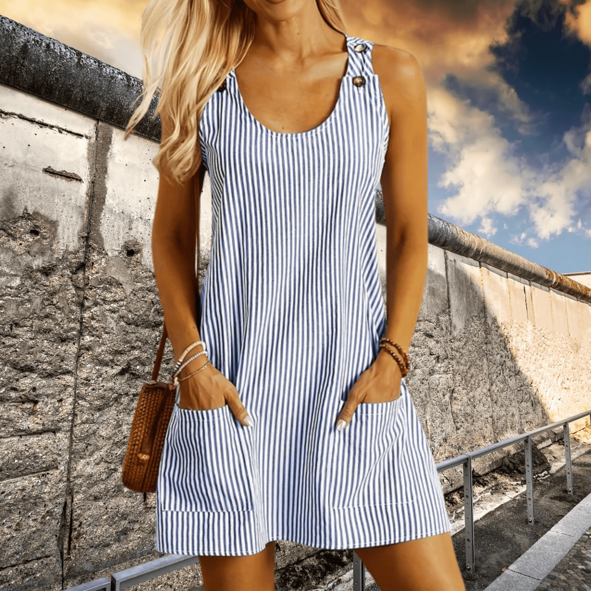 Zomerjurk Dames | Gestreept A-lijn Design & Praktische Zakken