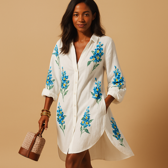 Zomerjurk Dames | Grafisch Print & Elegante Blousestijl