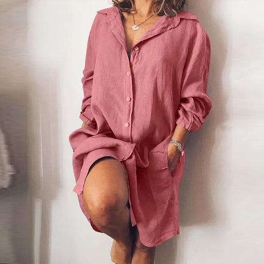 Zomerjurk Dames | Lange Mouwen & Knoopsluiting