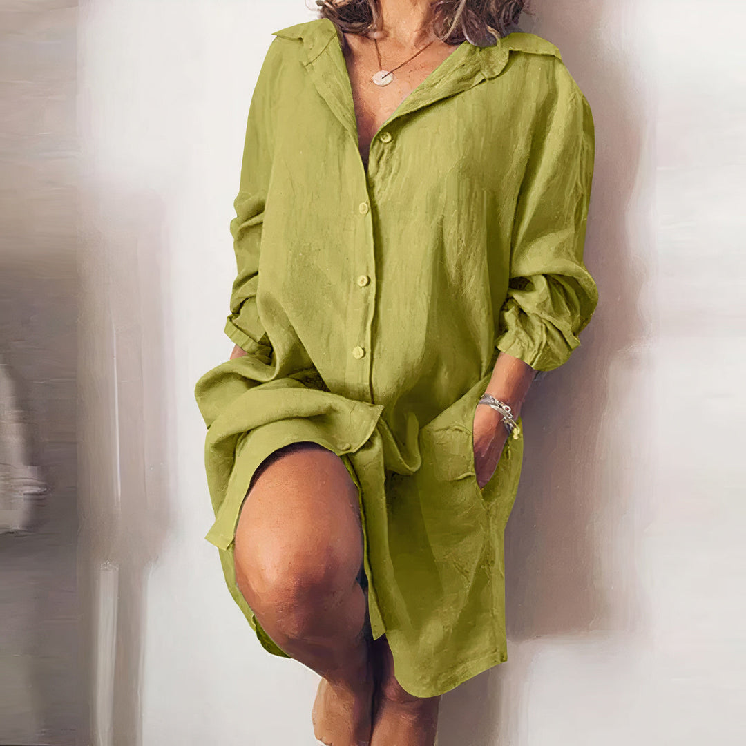 Zomerjurk Dames | Lange Mouwen & Knoopsluiting