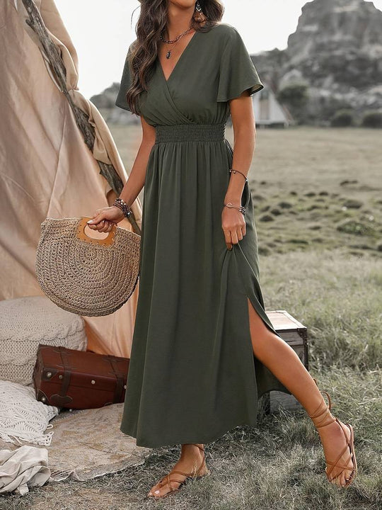 Zomerjurk Dames | Wikkel V-Hals & Elastische Taille