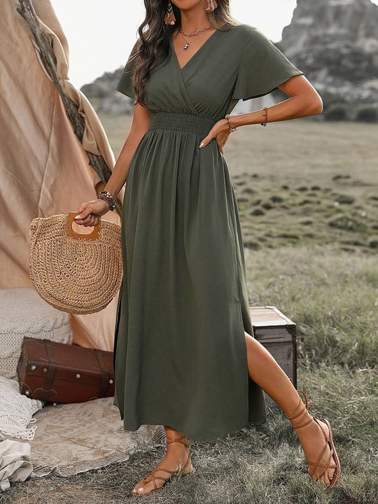 Zomerjurk Dames | Wikkel V-Hals & Elastische Taille