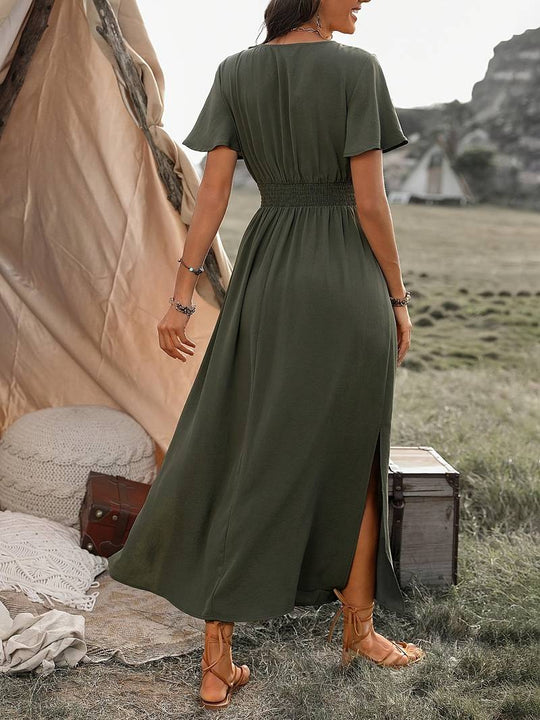 Zomerjurk Dames | Wikkel V-Hals & Elastische Taille