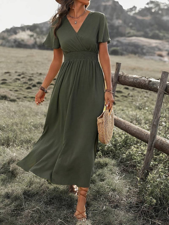 Zomerjurk Dames | Wikkel V-Hals & Elastische Taille