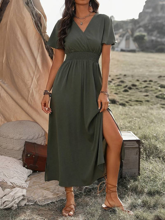 Zomerjurk Dames | Wikkel V-Hals & Elastische Taille