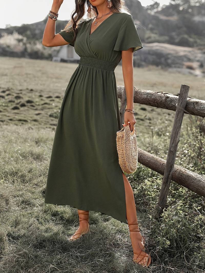 Zomerjurk Dames | Wikkel V-Hals & Elastische Taille