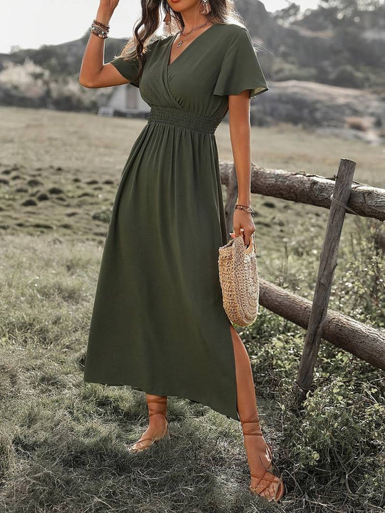Zomerjurk Dames | Wikkel V-Hals & Elastische Taille