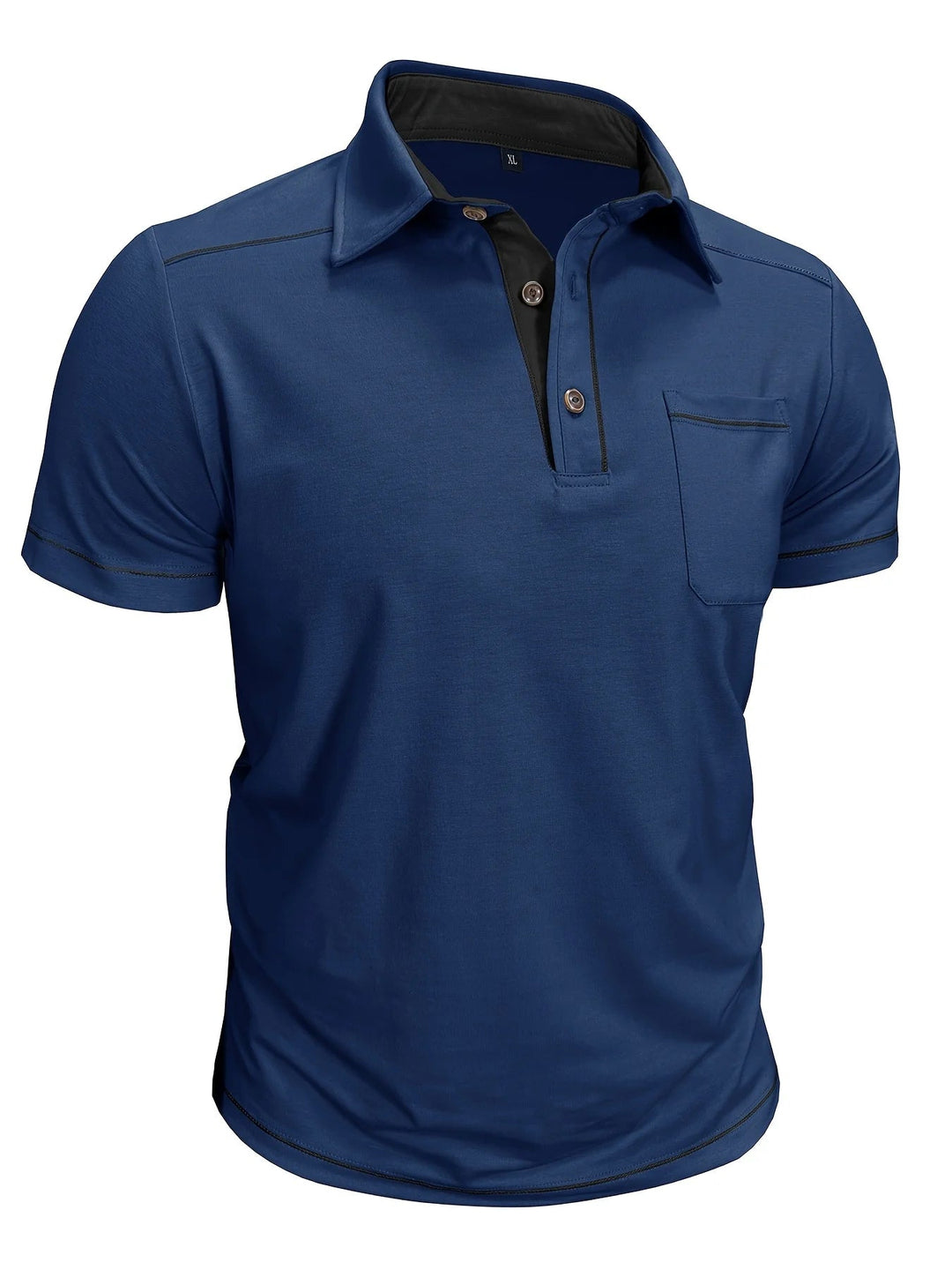 Zomerpolo met korte mouwen voor heren in grote maten, casual effen kleur, kraag, Henley-model met zakken. 6