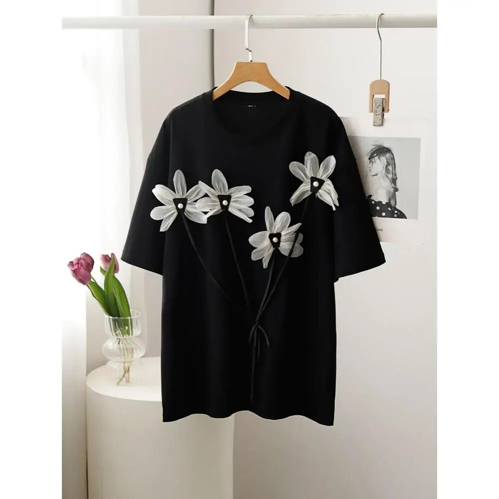 Zomers T-shirt Dames Basic Bloemenprint 0