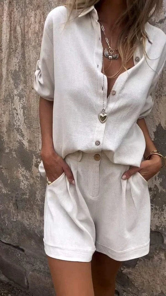 Zomerse Comfortabele Shorts En Blouse Set voor Vrouwen 0