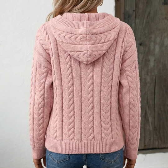 Zopfmuster-Pullover Damen | Oversized mit Knopfleiste 2