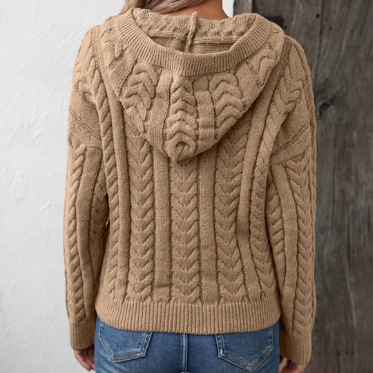 Zopfmuster-Pullover Damen | Oversized mit Knopfleiste 4