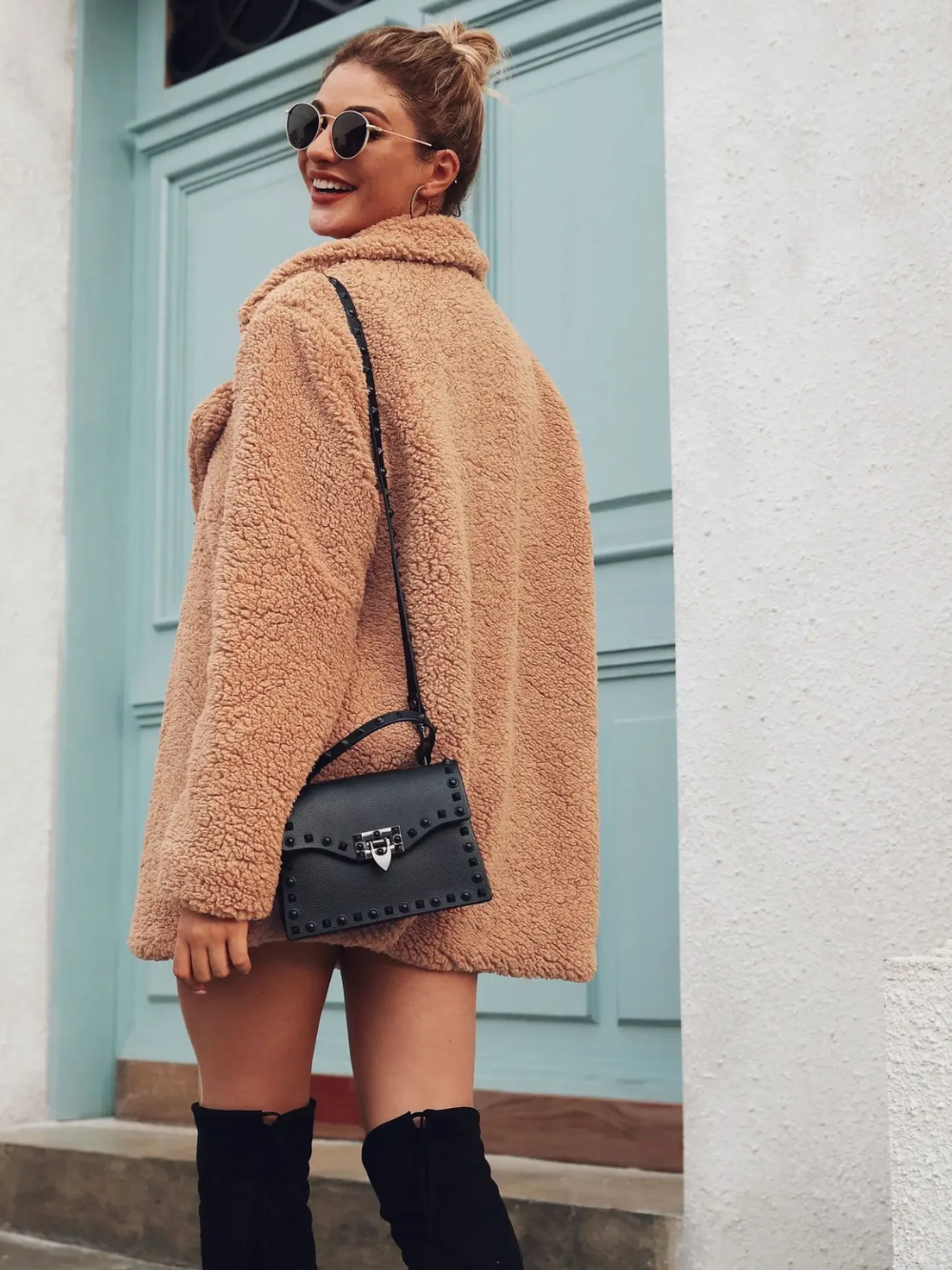 Teddy Kurzmantel Damen | Reverskragen & Plüschig Warm