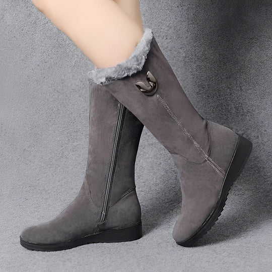 Damen Winterstiefel Hoher Schaft Warm Gefüttert Profilsohle 3