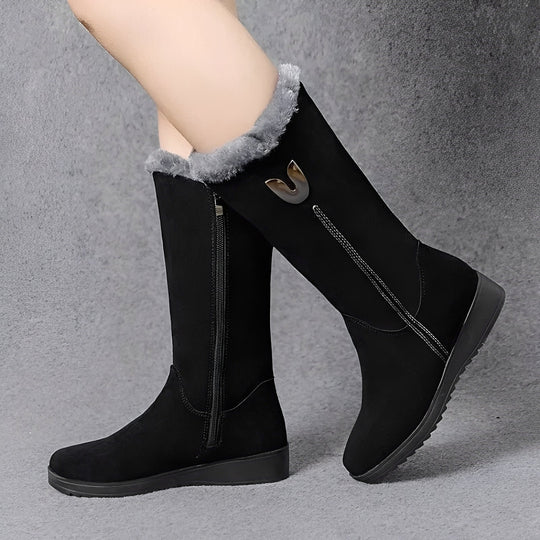 Damen Winterstiefel Hoher Schaft Warm Gefüttert Profilsohle 7