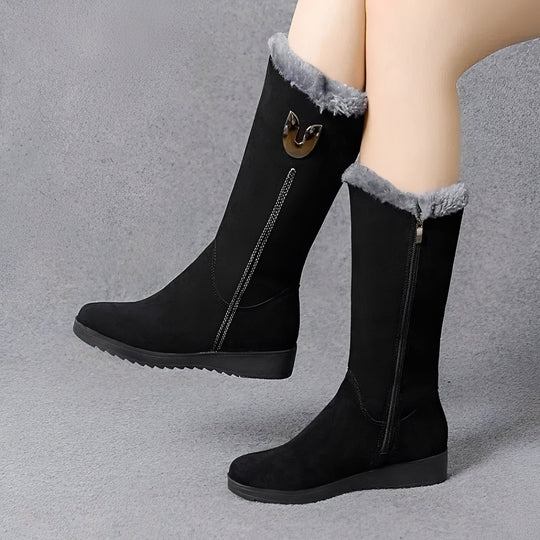 Damen Winterstiefel Hoher Schaft Warm Gefüttert Profilsohle 4
