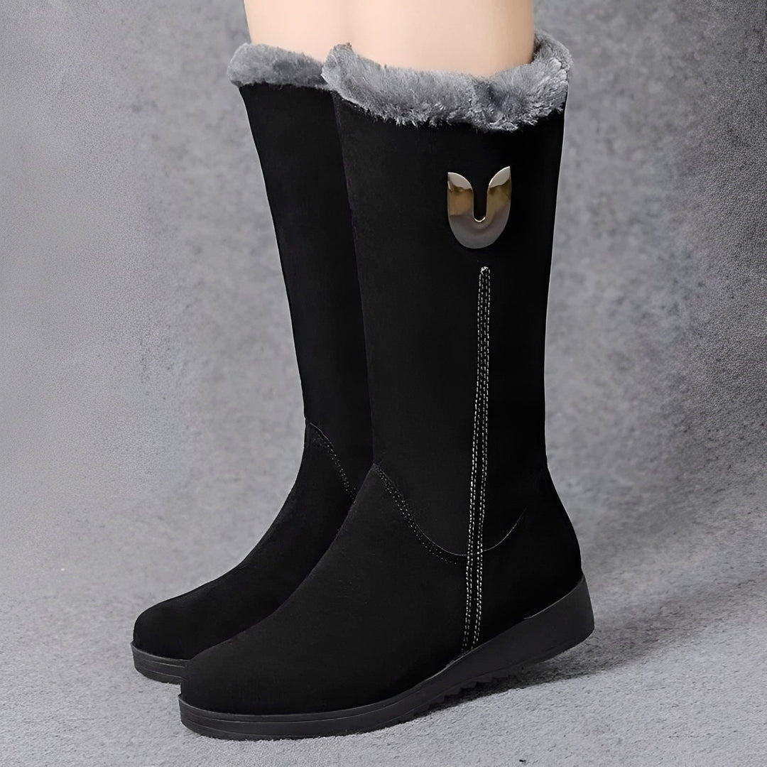 Damen Winterstiefel Hoher Schaft Warm Gefüttert Profilsohle 6