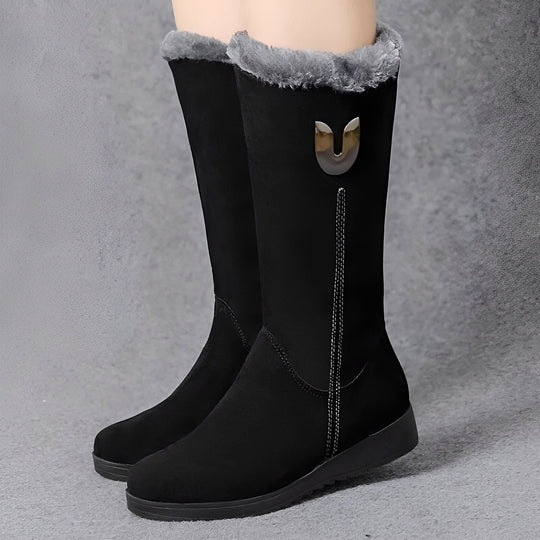 Damen Winterstiefel Hoher Schaft Warm Gefüttert Profilsohle 6
